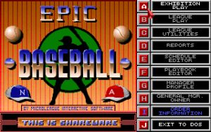 Epic Baseball Title screen.