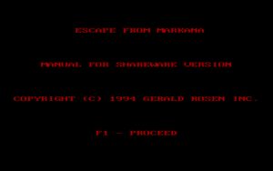 Escape from Markana The game comes with a separate manual program