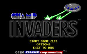 Champ Invaders The title screen and main menu.