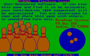 PC BOWL – Electron Lanes Title screen.