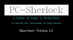 PC-Sherlock: A Game of Logic & Deduction Title screen