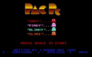 Pac PC The game's title screenThis starts out pretty bare but the ghosts arrive one by one to fill it out