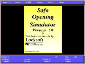 Safe Opening Simulator Title screen.