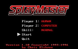 SplayMaster Main menu/title screen.