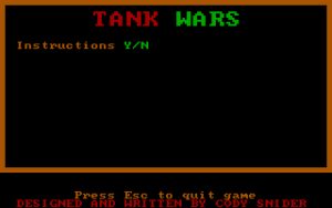 Tank Wars Start up screen
