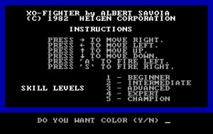 XO-Fighter Main menu